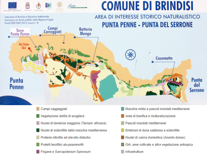 Cartellone informativo esposto nel Parco a cura del Comune di Brindisi