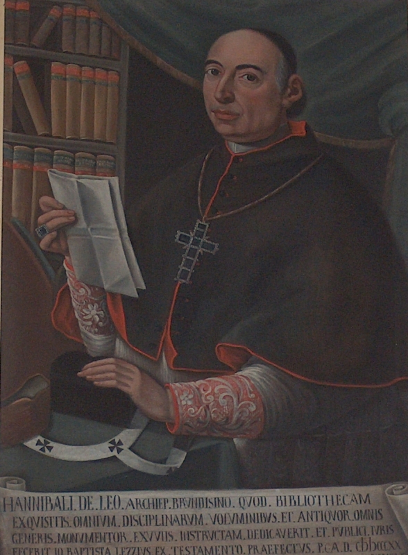 Brindisi. Biblioteca Arcivescovile "A. De Leo". Ignoto meridionale, <em>Annibale De Leo</em>, olio su tela del XVIII secolo