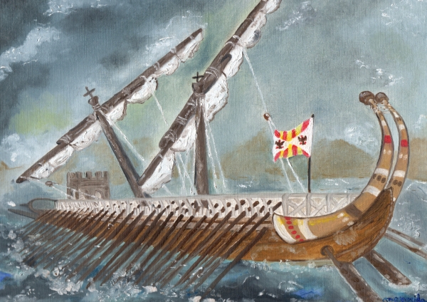 Dipinto della galea Olivetta capitanata da Ruggero Flores (da Wikipedia)