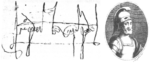 Firma di Margarito (Archivio Capitolare), a dx ritratto di Margarito