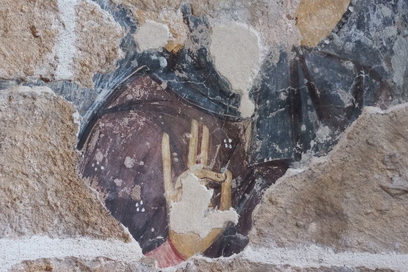 Brindisi. Chiesa di San Benedetto. Affresco dell'Annunciazione (dettaglio)