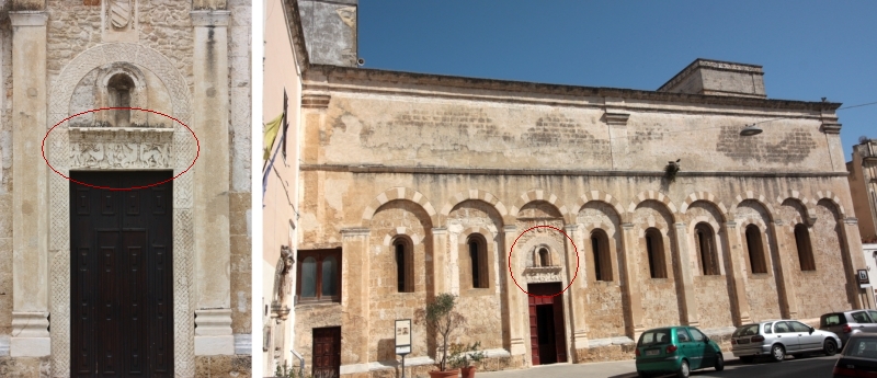 La chiesa di San Benedetto e a dx il portale marmoreo con l'architrave