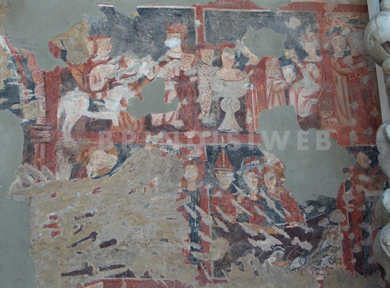 Brindisi. Chiesa di San Paolo eremita. Interno. Affresco con scene cortesi