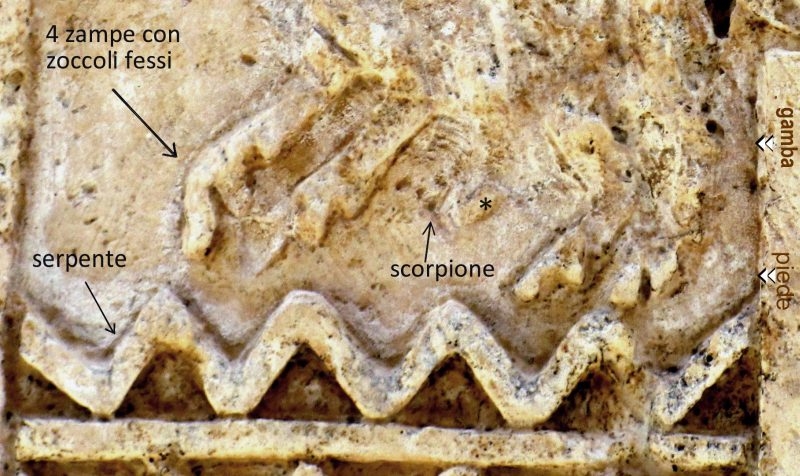 Fig. 4: Brindisi. San Giovanni al Sepolcro. Portale ovest. Particolare della parte inferiore della formella