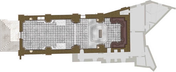 Chiesa di San Sebastiano e delle Anime. Immagini della pianta realizzata da Arch'è - Architetti Associati De Leonardis-Nigro-Nozzoli
