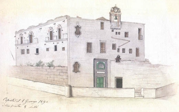 La Chiesa dei Cappuccini in un acquerello di Salvatore Quarta del 1890 - coll. Sciarra