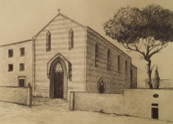 Fig.2: Ricostruzione ipotetica della chiesa della Maddalena, disegno A. Mingolla