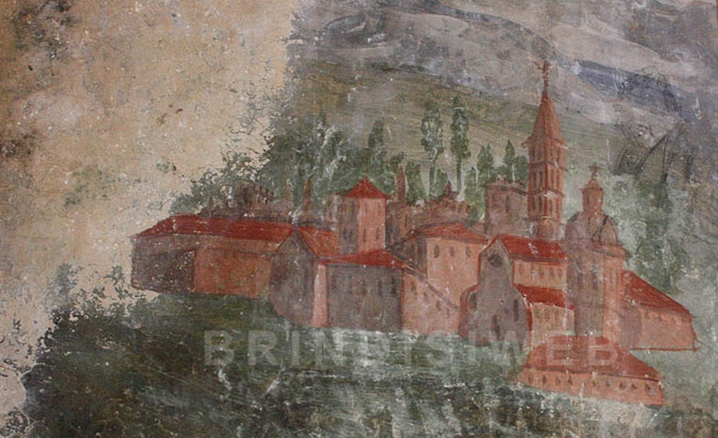 Brindisi. Romitorio dei Vescovi. Affresco con la veduta di città