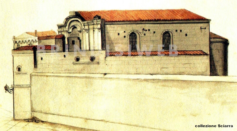 Chiesa di San Francesco. Acquarello del 1890 di Salvatore Quarta. Coll. Sciarra