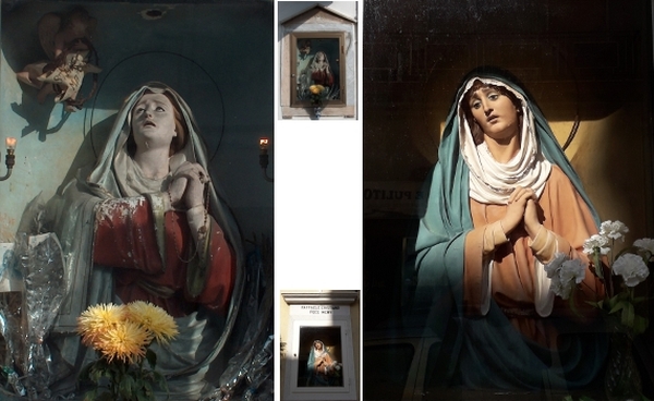 Brindisi. Edicole votive dedicate all'Addolorata <em>Stabat Mater</em>: a sx via Porta Lecce, a dx via Carmine