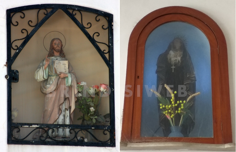 Brindisi. Edicole votive a sx in via Schiavone ang. via Appia, a dx in una abitazione privata di via De Marco