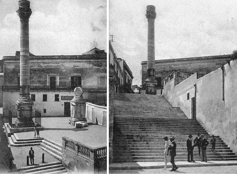 Brindisi. Scalinata di Virgilio e Colonne del porto con la rampa ridotta