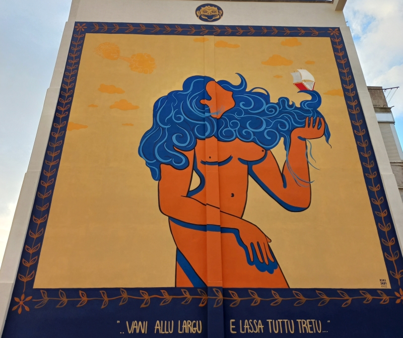 Brindisi. Rione Paradiso. Il murales di Kiki Skipi realizzato nel 2022