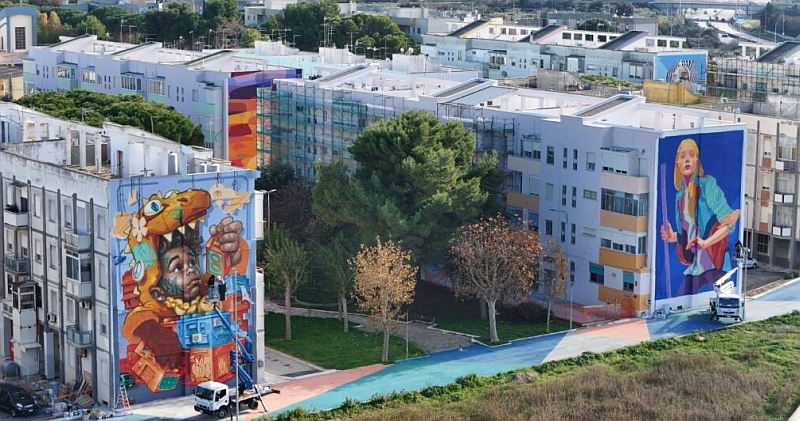Brindisi. Rione Paradiso. I murales visti dall'alto