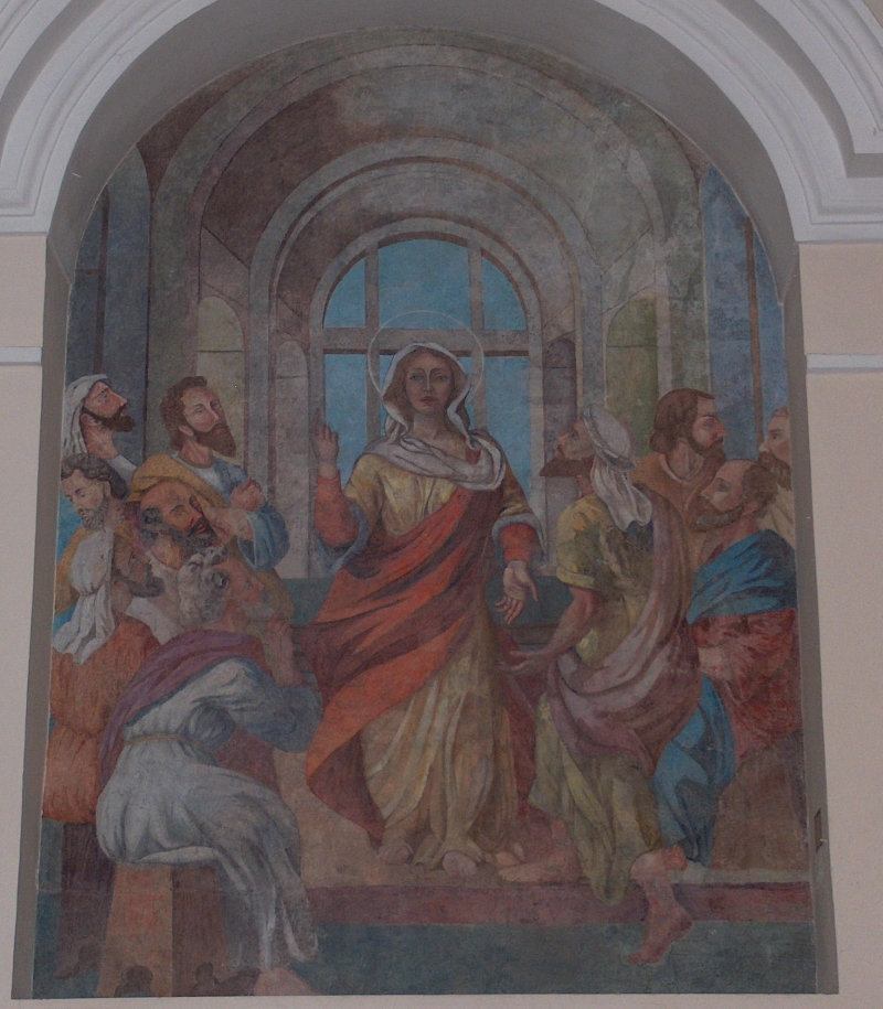Cellino San Marco. Chiesa Matrice. Interno. L. Perrone, <em>Santa Caterina d'Alessandria fra i dottori del tempio</em>