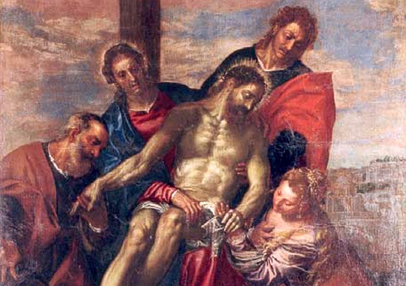 Ostuni. Chiesa dell’Annunziata in Ostuni. La Deposizione della attribuita a Paolo Caliari detto il Veronese, particolare