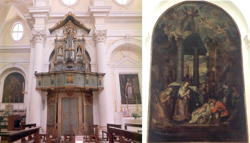 Mesagne. Chiesa Matrice. sx: organo; dx Adorazione dei Pastori