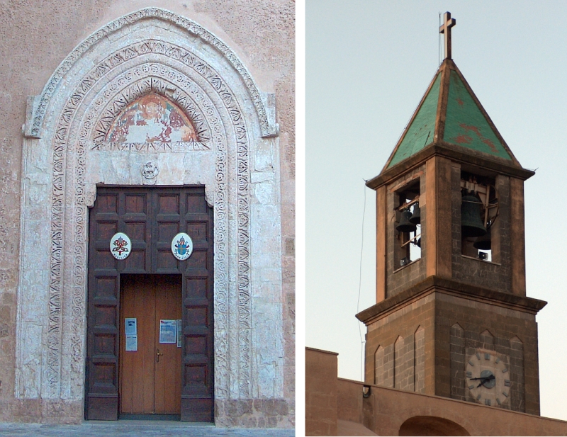 Mesagne. Chiesa del Carmine. Portale principale e campanile