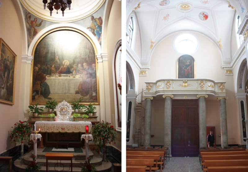 Sandonaci. Chiesa di Santa Maria Assunta. cappella del Santissimo Sacramento e ingresso