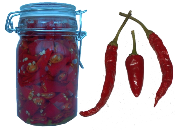 Olio piccante e peperoncini piccanti
