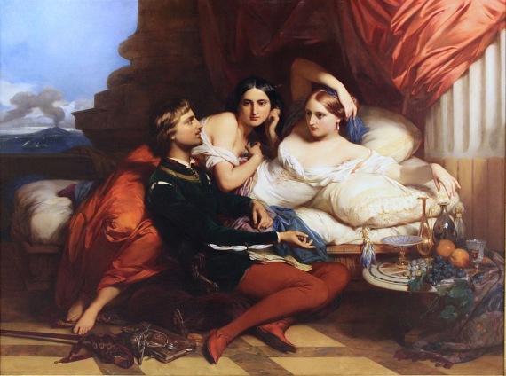 Boccaccio legge il Decamerone alla regina Giovanna (dipinto di Gustaf Wappers)