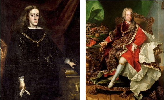 (sx) Carlo II d'Asburgo detto lo stregato - (dx) Carlo III d'Austria