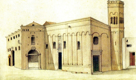 La chiesa di San Benedetto. Acquarello di Salvatore Quarta (1890). Coll. Privata