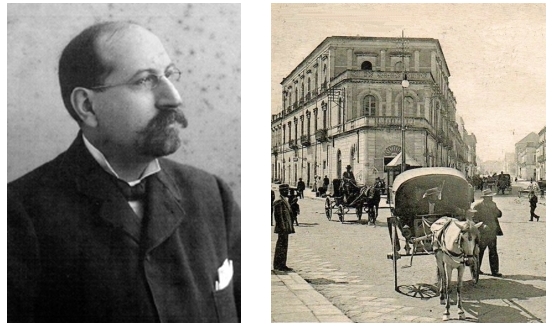 L'on. Pietro Chimienti e  dx il Palazzo Pinto Barnaba