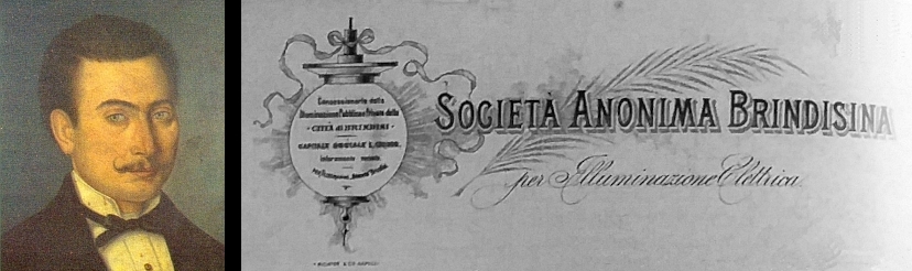 Dipinto a olio di Engelberto Dionisi (archivio famigliare) e il logo dell'Anonima Brindisina