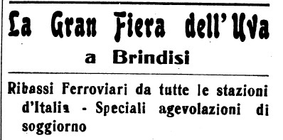 Richiamo su un giornale dell'epoca della prima Fiera dell'Uva