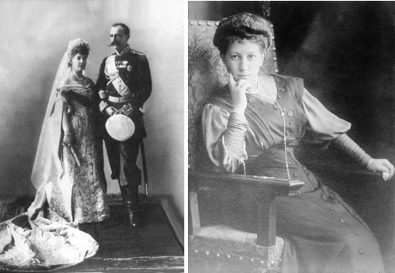 I granduchi di Russia Georgi Romanov e Maria di Grecia. A destra la principessa Maria Georgievna