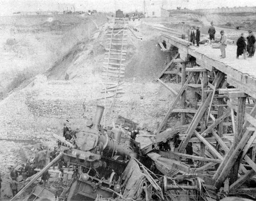 Immagine del disastro del treno precipitato dal ponte Cillarese il 12 gennaio 1902 (coll. G. Membola)