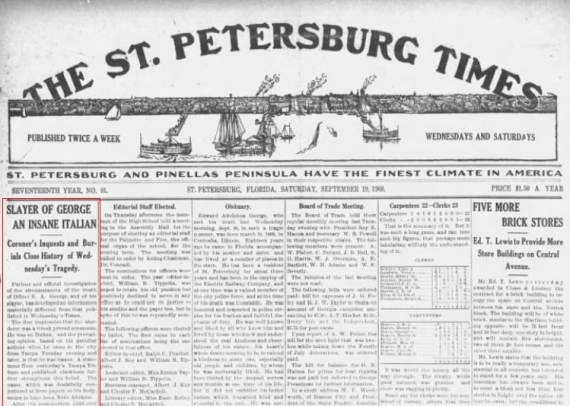 Il giornale americano St Petersburg Times che in apertura raccontava la vicenda di Neve