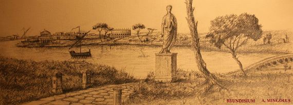 L'arrivo a Brundisium dell'Appia-Traiana (ricostruzione grafica a cura di Antonio Mingolla)