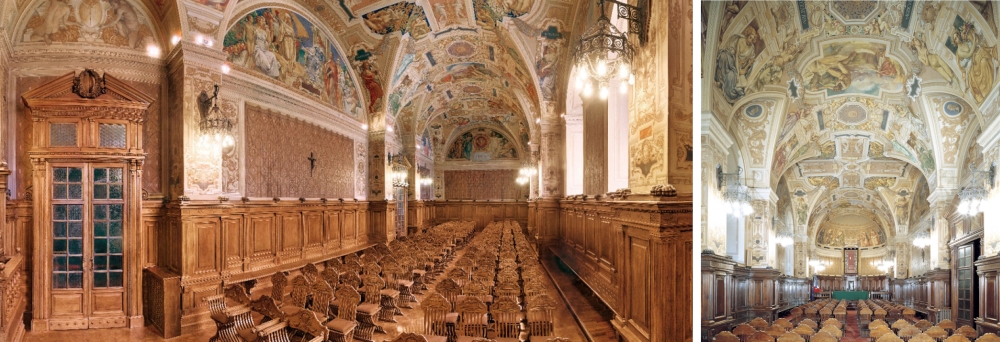 Aula Magna Università di Bari, affreschi realizzati da Mario Prayer nel 1924