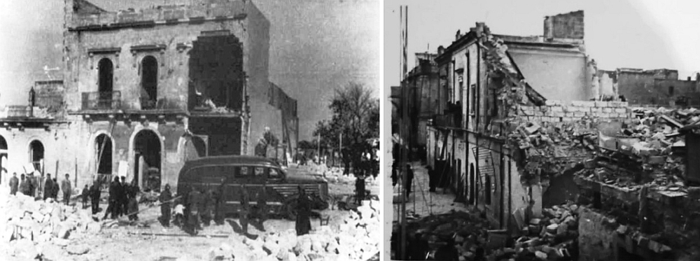 Le abitazioni della zona di via Cittadella colpite dai bombardamenti