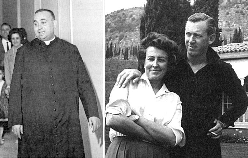 a sx don Giuseppe Cavaliere, a dx Ida Borletti con il marito Mike Noble