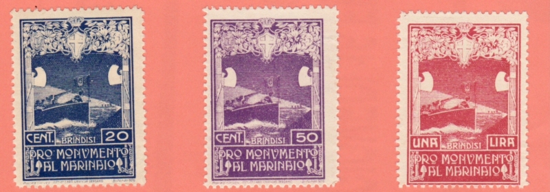 Erinnofili  emessi per la raccolta fondi destinati alla costruzione del Monumento al Marinaio nel 1926 - coll. G. Membola(C)