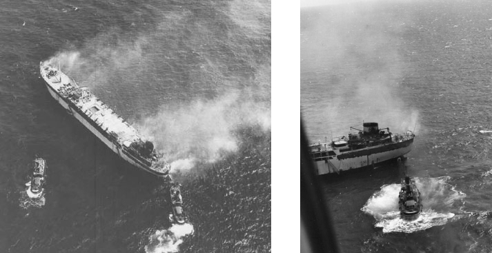 La nave durante le fasi di soccorso (archivio Fratelli Barretta)