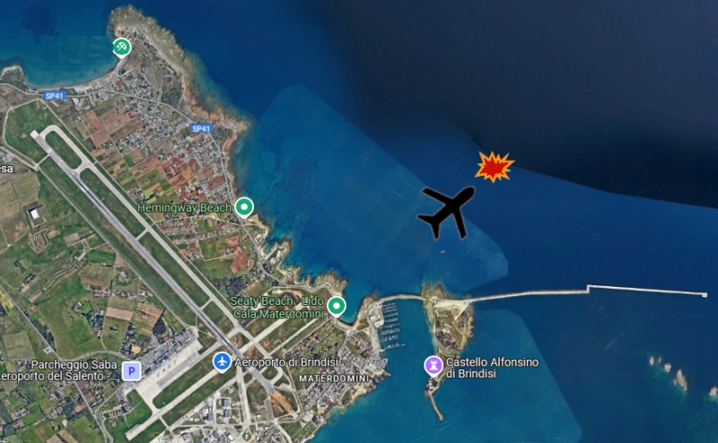 Il luogo dell'impatto (ricostruzione da Google Map)