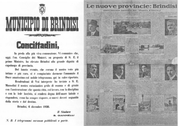 Il manifesto che annunciava la nuova provincia e il giornale dell'epoca