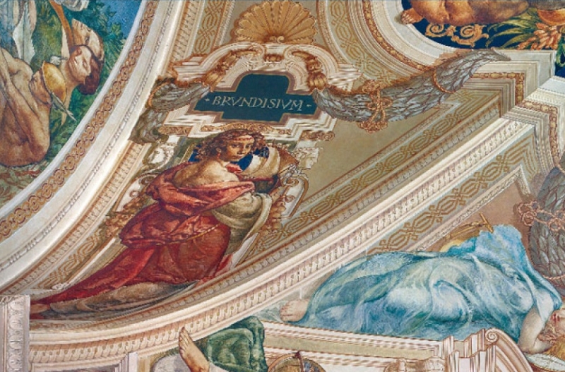 Mario Prayer. Brindisi raffigurata negli affreschi dell'aula magna dell'ateneo di Bari