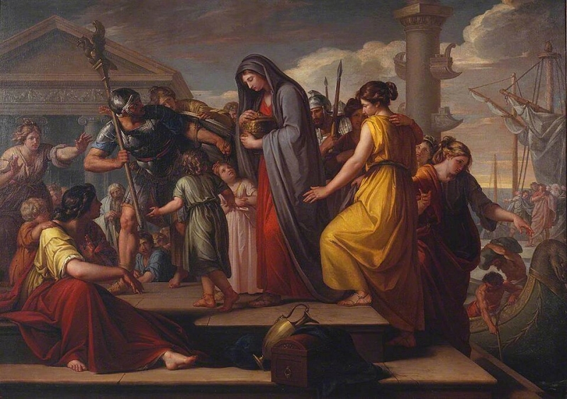 Gavin Hamilton (1723·1798). Agrippina Landing at Brindisium with the Ashes of Germanicus (1765), Tate Gallery di Londra - da Wikipedia