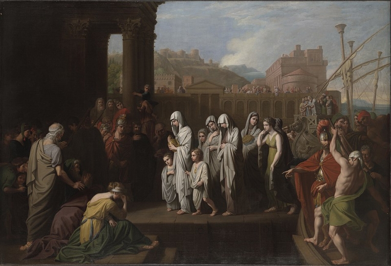 Benjamin West (1738-1820), <em>Agrippina landing at Brundisium with the ashes of Germanicus</em> (1768). Yale University Art Gallery di New Haven (USA)
