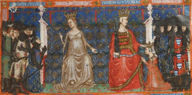 Carlo d’Angiò e Beatrice di Provenza – Miniatura – Bibbia degli Angiò