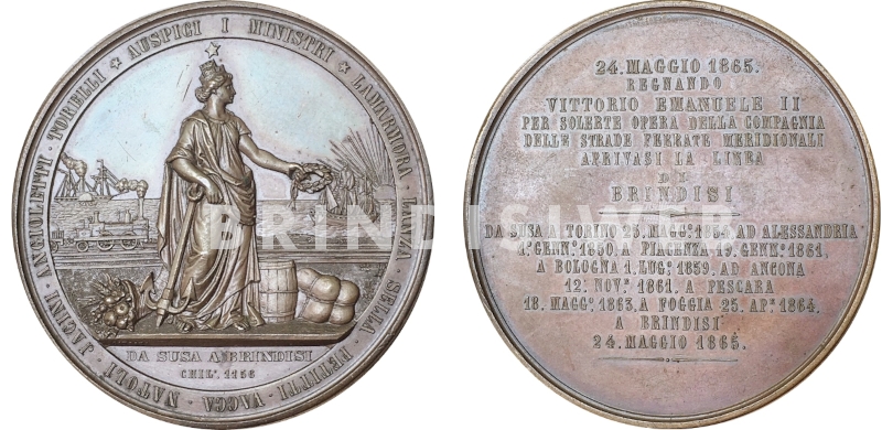 Medaglia della Ferrovia da Susa a Brindisi in mostra all'esposizione nazionale di Torino del 1884 (coll. privata)
