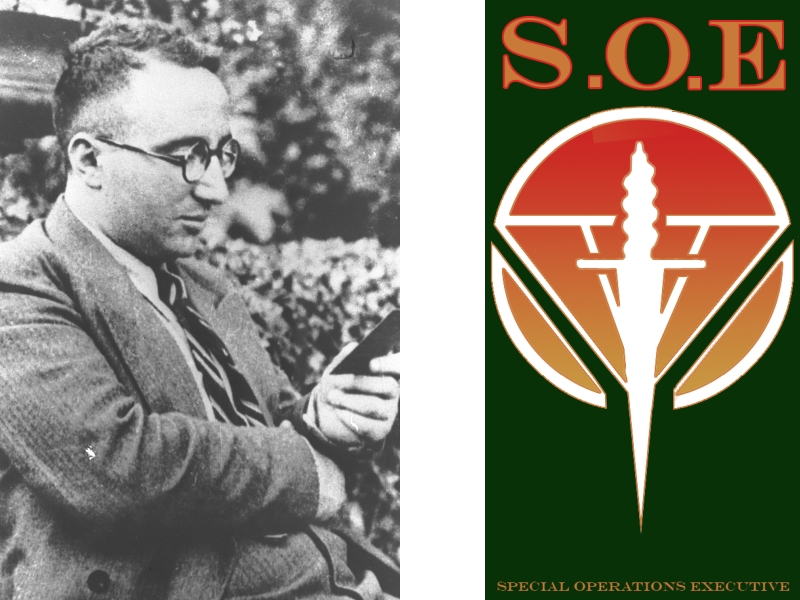 Enzo Sereni e il logo del SOE (da Wikipedia)